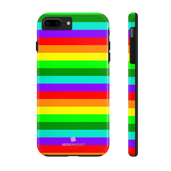 Rainbow Stripe Gay Pride iPhone Case, Colourful Case Mate Tough Samsung Galaxy Phone Cases-Phone Case-Printify-iPhone 7 Plus, iPhone 8 Plus Tough-Heidi Kimura Art LLC
