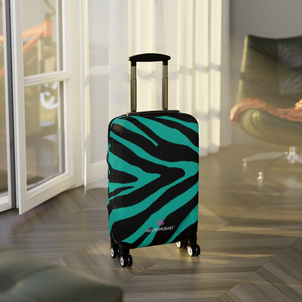 Blue Zebra Print Luggage Cover