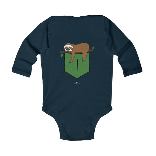Sloth Animal Print Baby Boy or Girls Infant Kids Long Sleeve Bodysuit - Made in USA-Infant Long Sleeve Bodysuit-Heidi Kimura Art LLC