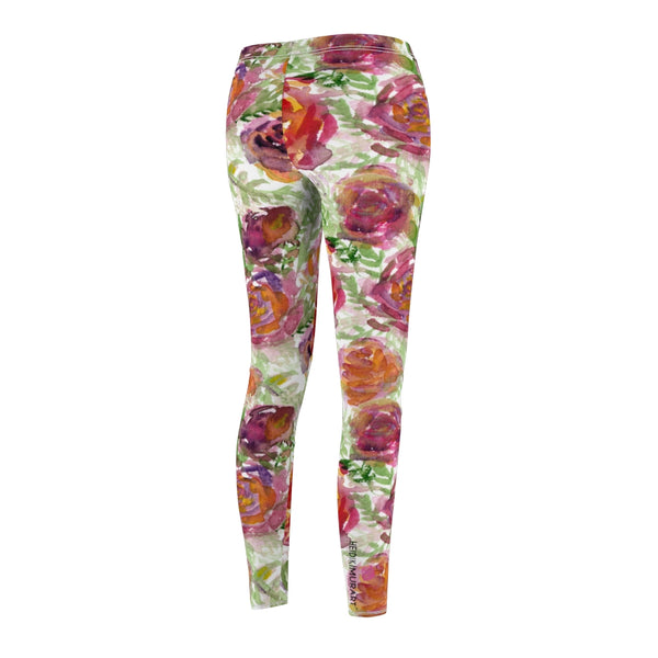 Floral Rose Print Casual Leggings