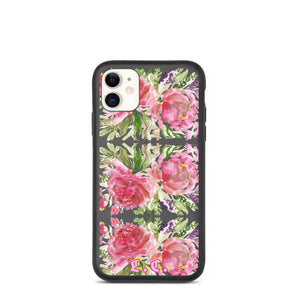 Custom Initials Floral Phone Case, Best Sustainable Biodegradable iPhone Case - Heidikimurart Limited 