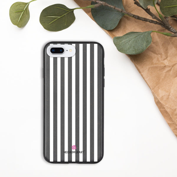 White Striped Phone Case, Biodegradable iPhone Case - Heidikimurart Limited 