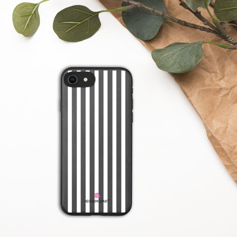 White Striped Phone Case, Biodegradable iPhone Case - Heidikimurart Limited 