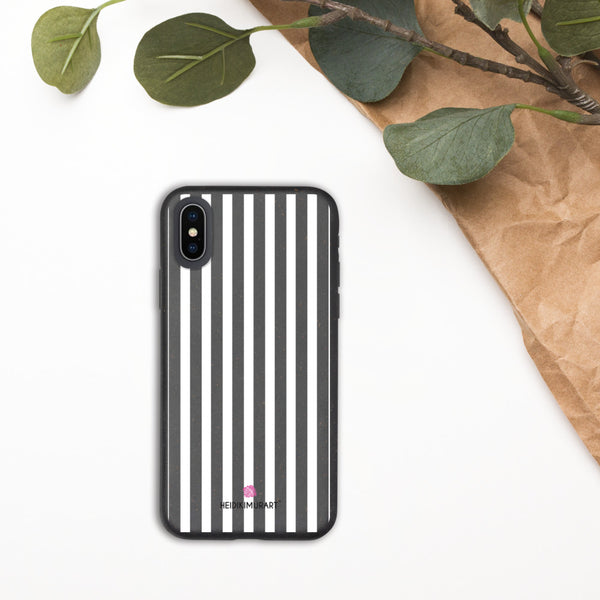 White Striped Phone Case, Biodegradable iPhone Case - Heidikimurart Limited 