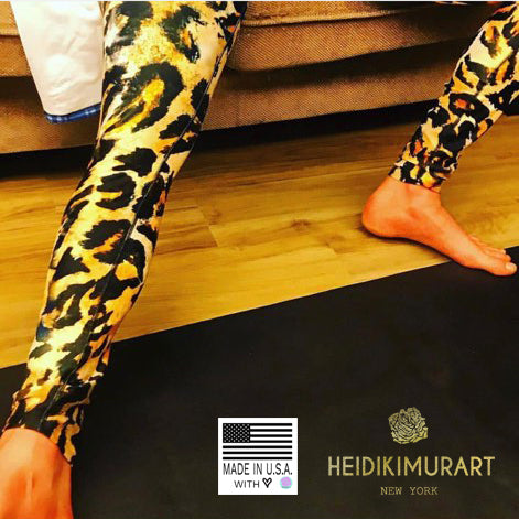 Green Plaid Tartan Print Meggings, Preppy Compression Pants Men's Leggings-Made in USA/EU-Men's Leggings-Printful-Heidi Kimura Art LLC