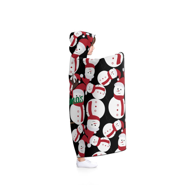 Black Snowman Christmas Hooded Blanket, Lightweight Christmas Holiday Soft Blanket-Hooded Blanket-Heidi Kimura Art LLC
