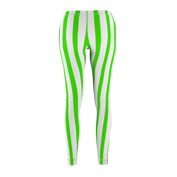 Green Striped Women's Casual Leggings-All Over Prints-Printify-Heidi Kimura Art LLC