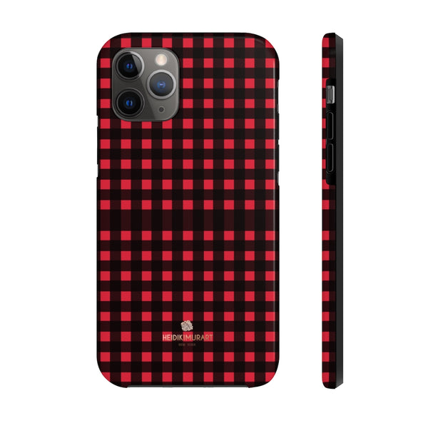 Buffalo Red Plaid Phone Case, Flannel Print Case Mate Tough Phone Cases-Made in USA - Heidikimurart Limited 