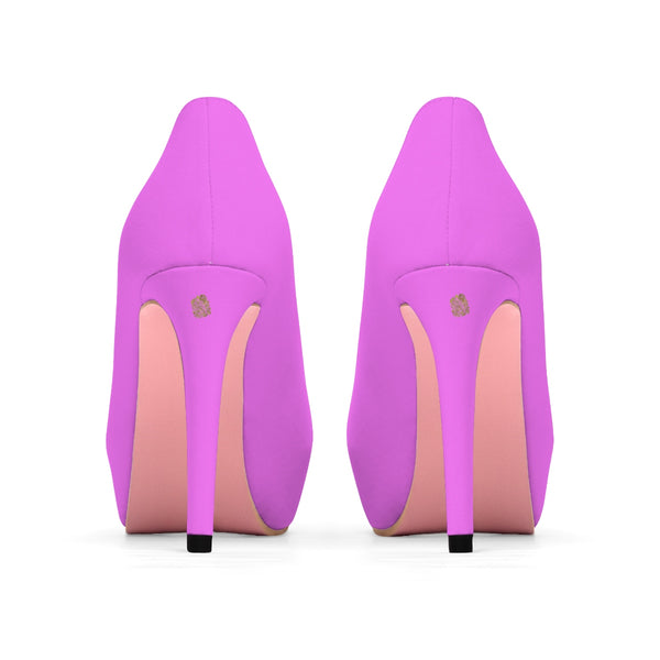 Bright Pink Solid Color Print Luxury Premium Women's Platform Heels (US Size: 5-11)-4 inch Heels-Heidi Kimura Art LLC