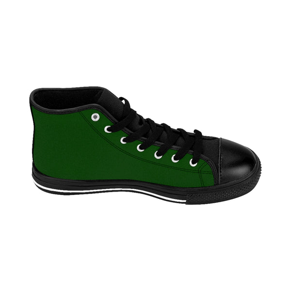 Evergreen Forest Green Solid Color Women's High Top Sneakers Running Shoes-Women's High Top Sneakers-Heidi Kimura Art LLC Green Women's High Top Sneakers, Evergreen Forest Green Solid Color Women's High Top Sneakers Running Shoes (US Size: 6-12) Designed in the USA