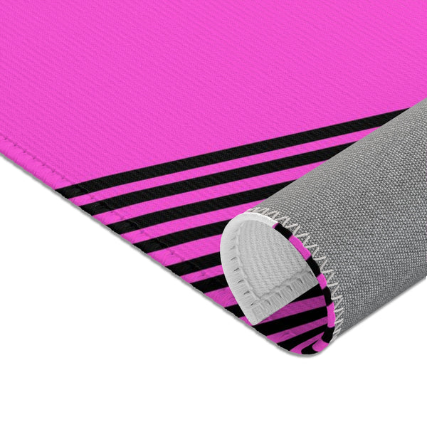 Pink Black Stripe Print Designer 24x36, 36x60, 48x72 inches Area Rugs - Printed in USA-Area Rug-Heidi Kimura Art LLC