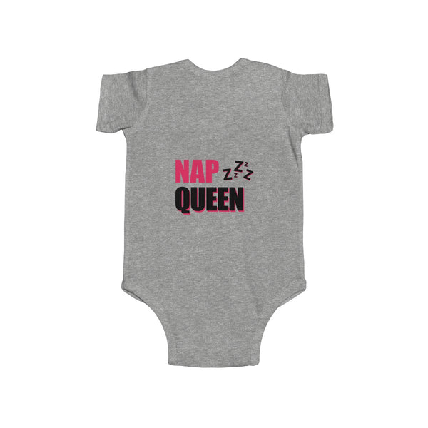 Nap Queen Funny Infant Regular Fit Unisex Cute Cotton Bodysuit - Made in UK-Infant Short Sleeve Bodysuit-Heidi Kimura Art LLC