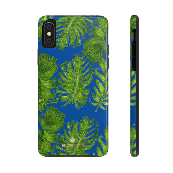 Blue Green Tropical Leaf iPhone Case, Case Mate Tough Samsung Galaxy Phone Cases-Phone Case-Printify-iPhone X Tough-Heidi Kimura Art LLC