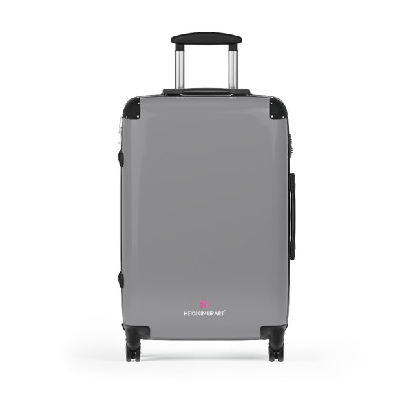 Grey Solid Color Suitcases, Modern Simple Minimalist Designer Suitcase Luggage (Small, Medium, Large) Unique Cute Spacious Versatile and Lightweight Carry-On or Checked In Suitcase, Best Personal Superior Designer Adult's Travel Bag Custom Luggage - Gift For Him or Her - Made in USA/ UK