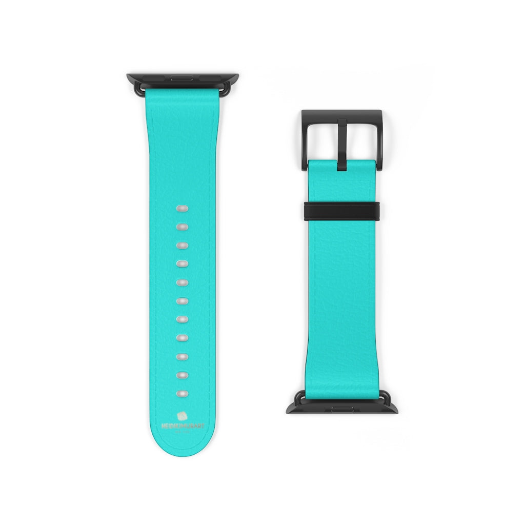 Turquoise Blue Solid Color 38mm/42mm Watch Band For Apple Watches- Made in USA-Watch Band-38 mm-Black Matte-Heidi Kimura Art LLC