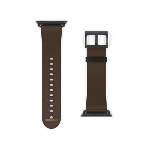 Dark Brown Solid Color Print 38mm/42mm Watch Band For Apple Watch- Made in USA-Watch Band-38 mm-Black Matte-Heidi Kimura Art LLC