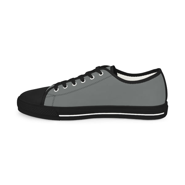 Graphite Grey Men's Sneakers, Solid Color Modern Minimalist Best Breathable Designer Men's Low Top Canvas Fashion Sneakers With Durable Rubber Outsoles and Shock-Absorbing Layer and Memory Foam Insoles (US Size: 5-14)