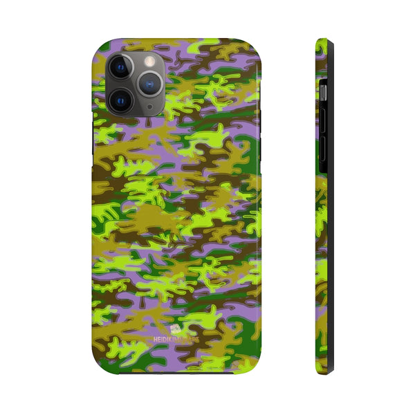 Purple Green Camo iPhone Case, Case Mate Tough Samsung Galaxy Phone Cases-Phone Case-Printify-iPhone 11 Pro Max-Heidi Kimura Art LLC