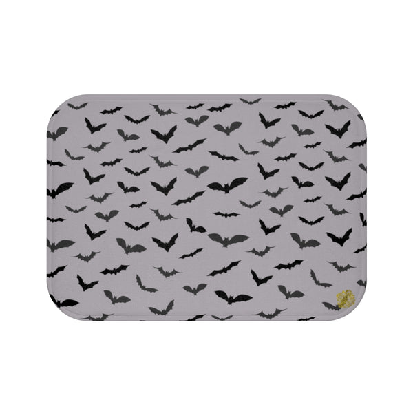 Gray and Black Flying Bats Designer Halloween Bath Mat-Made in USA-Bath Mat-Small 24x17-Heidi Kimura Art LLC