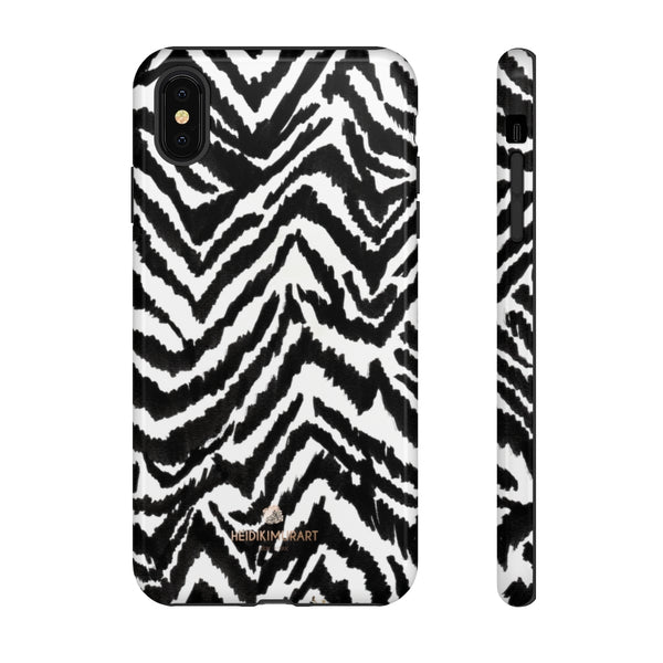 White Tiger Stripe Phone Case, Animal Print Best Tough Designer Phone Case -Made in USA-Phone Case-Printify-iPhone XS MAX-Glossy-Heidi Kimura Art LLC