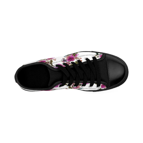 Purple Rose Print Women's Sneakers