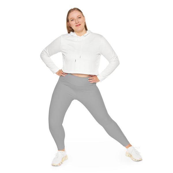 Light Grey Color Women's Tights, Best Designer Women's Plus Size Leggings