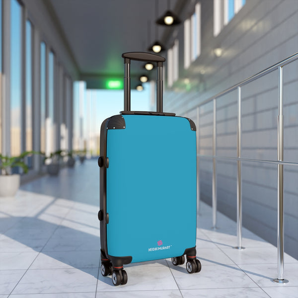 Turquoise Blue Solid Color Suitcases, Modern Simple Minimalist Designer Suitcase Luggage (Small, Medium, Large)