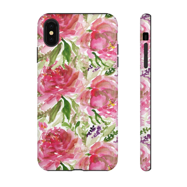 Pink Rose Floral Phone Case, Watercolor Flower Print Tough Designer Phone Case -Made in USA-Phone Case-Printify-iPhone XS MAX-Matte-Heidi Kimura Art LLC