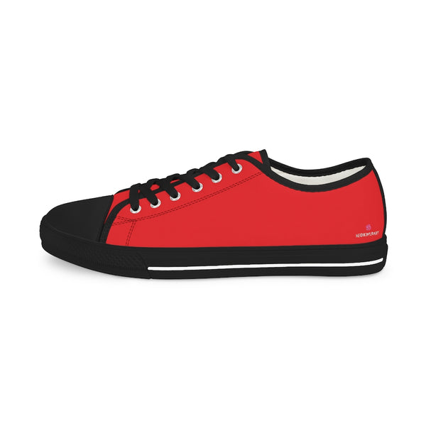 Red Color Men's Sneakers, Best Solid Red Color Men's Low Top Sneakers Running Canvas Shoes