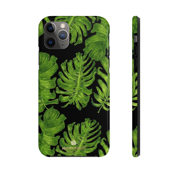 Black Tropical Leaf iPhone Case, Case Mate Tough Samsung Galaxy Phone Cases-Phone Case-Printify-iPhone 11 Pro Max-Heidi Kimura Art LLC