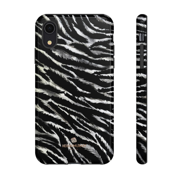 White Tiger Stripe Phone Case, Animal Print Tough Designer Phone Case -Made in USA-Phone Case-Printify-iPhone XR-Glossy-Heidi Kimura Art LLC