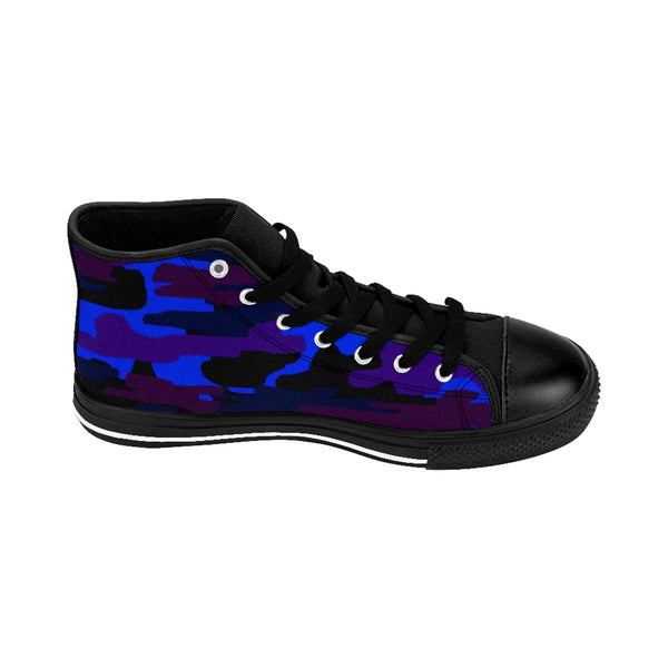 Purple Camo Women's Sneakers, Army Print Designer High-top Sneakers Tennis Shoes-Shoes-Printify-Heidi Kimura Art LLCPurple Camo Women's Sneakers, Army Military Camouflage Print 5" Calf Height Women's High-Top Sneakers Running Canvas Shoes (US Size: 6-12)
