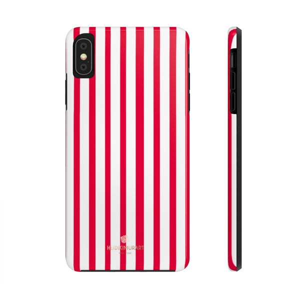 Red Striped iPhone Case, Designer Case Mate Tough Samsung Galaxy Phone Cases-Phone Case-Printify-iPhone XS MAX-Heidi Kimura Art LLC