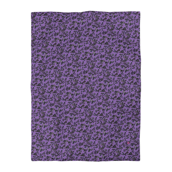 Purple Floral Microfiber Duvet Cover