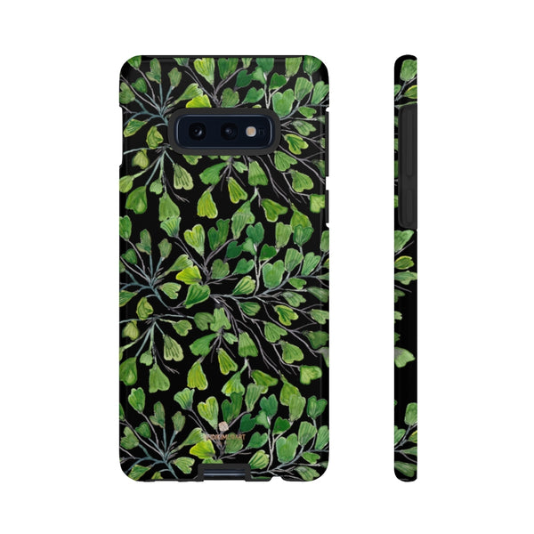 Green Maidenhair Fern Tough Cases, Black Leaf Print Phone Case-Made in USA-Phone Case-Printify-Samsung Galaxy S10E-Glossy-Heidi Kimura Art LLC