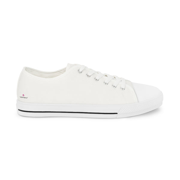 White Color Men's Sneakers, Best Solid White Color Men's Low Top Sneakers Running Canvas Shoes