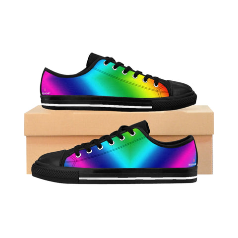 Rainbow Best Women's Sneakers, Gay Pride Colorful Printed Designer Best Fashion Low Top Canvas Lightweight Premium Quality Women's Sneakers (US Size: 6-12)