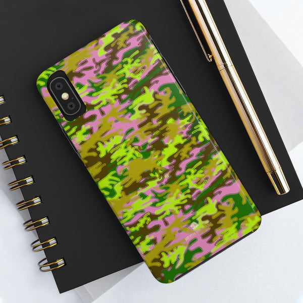 Pink Green Camo iPhone Case, Case Mate Tough Samsung Galaxy Phone Cases-Phone Case-Printify-Heidi Kimura Art LLC