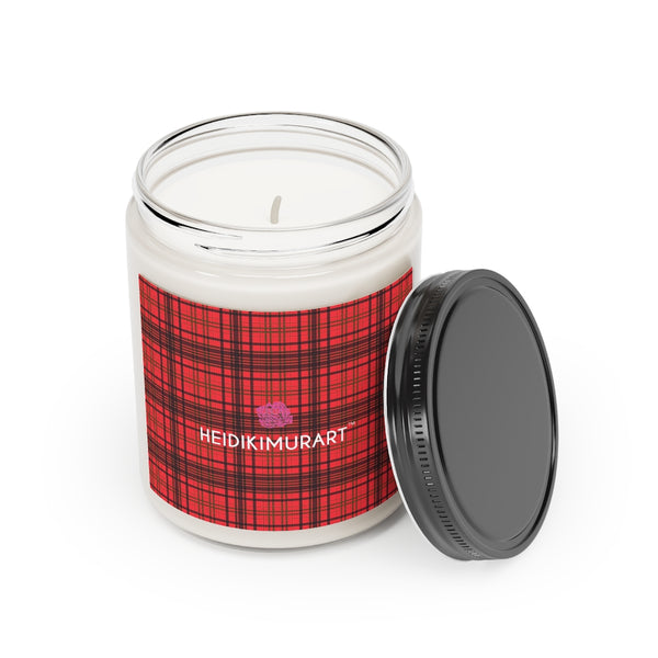 Red Plaid Soy Wax Candle, 9oz candle in a glass container for mothers - Made in the USA