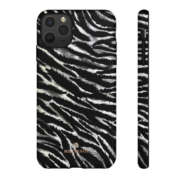 White Tiger Stripe Phone Case, Animal Print Tough Designer Phone Case -Made in USA-Phone Case-Printify-iPhone 11 Pro Max-Glossy-Heidi Kimura Art LLC