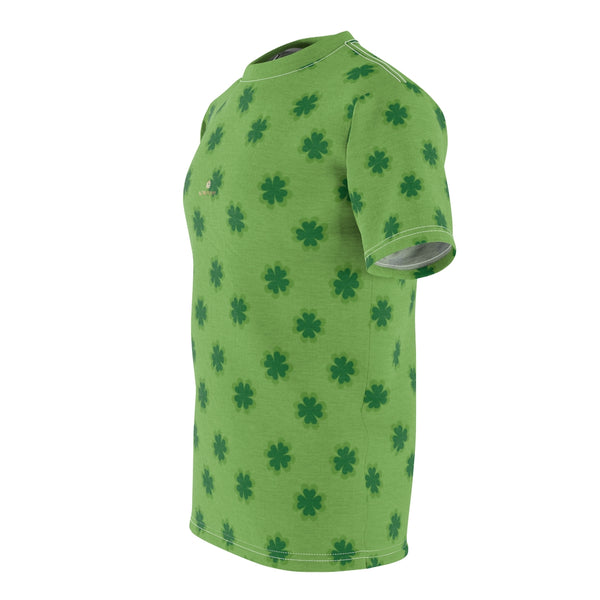 Light Green Clover St. Patrick's Day Print Unisex Crew Neck Cut & Sew Tee- Made in USA-Unisex T-Shirt-Heidi Kimura Art LLC