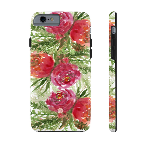 Red Orange Floral Print Phone Case, Flower Case Mate Tough Phone Cases-Made in USA - Heidikimurart Limited 