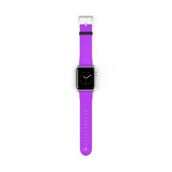 Purple Solid Color Print 38mm/42mm Watch Band For Apple Watches- Made in USA-Watch Band-38 mm-Silver Matte-Heidi Kimura Art LLC