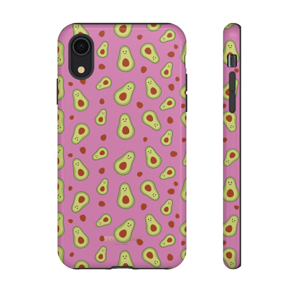 Pink Avocado Print Phone Case, Tough Designer Phone Case For Vegan Lovers -Made in USA-Phone Case-Printify-iPhone XR-Glossy-Heidi Kimura Art LLC