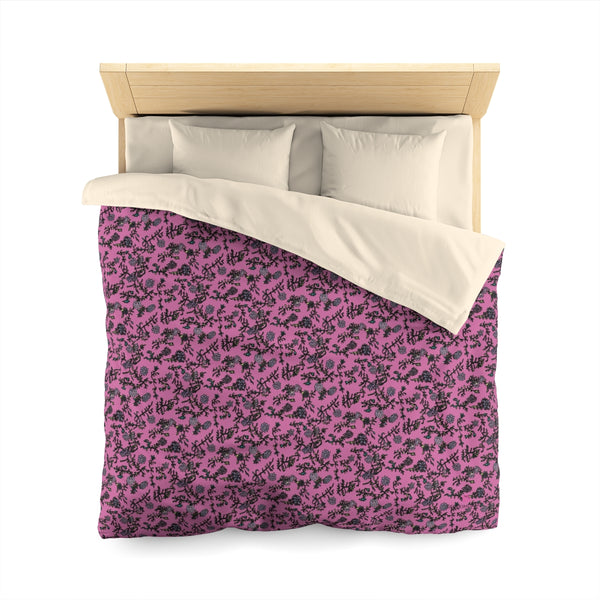 Pink Floral Microfiber Duvet Cover