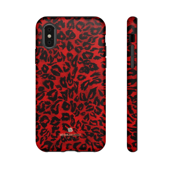 Red Leopard Print Phone Case, Animal Print Tough Designer Phone Case -Made in USA-Phone Case-Printify-iPhone X-Matte-Heidi Kimura Art LLC
