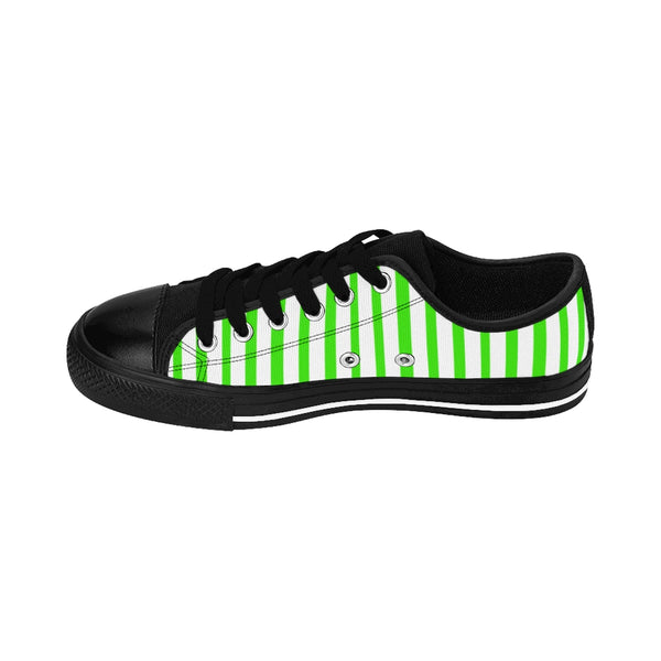 Green White Striped Women's Sneakers-Shoes-Printify-Heidi Kimura Art LLC