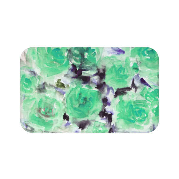 Light Blue Rose Floral Print Elegant Soft Microfiber Premium Bath Mat - Made in USA-Bath Mat-Large 34x21-Heidi Kimura Art LLC