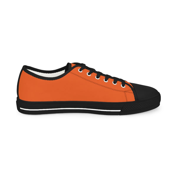 Dark Orange Color Men's Sneakers, Best Solid Orange Color Men's Low Top Sneakers Tennis Canvas Shoes (US Size: 5-14)