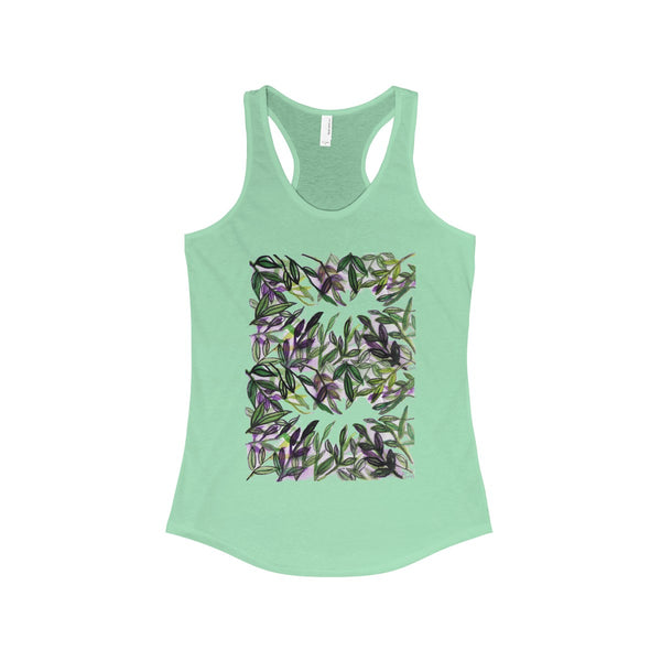 Tropical Leaves Vacation Floral Women's Ideal Racerback Tank - Made in the U.S.A.-Tank Top-Solid Mint-XS-Heidi Kimura Art LLC